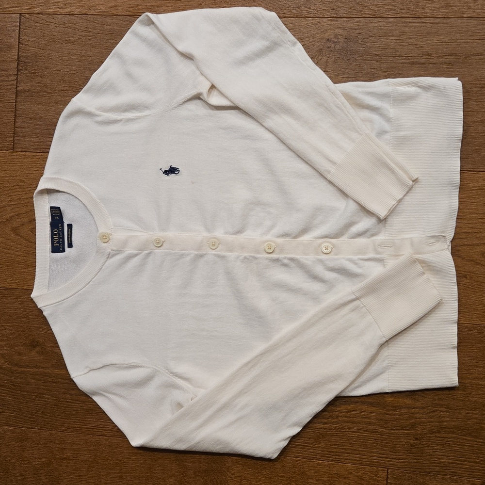 Polo Ralph Lauren Cream Cardigan- Pima Cotton- Women - Size SMALL